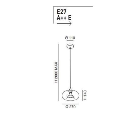 3489-40 ELA SOSPENSIONE AD UNA SOLA LUCE MODERNA IN VETRO SOFFIATO AMBRA O FUME DI FABAS LUCE Fabas Luce - Cristalensi Shop Onli