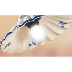 2211.2 SOSPENSIONE SINGOLA RUSTICA D38 CM IN TERRACOTTA BIANCA LUCIDA DECORATA MADE IN ITALY CRISTALENSI CERAMICA - Cristalensi 2