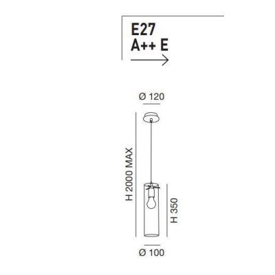 3480-40 SINTESI SOSPENSIONE CILINDRICA AD UNA SOLA LUCE IN VETRO AMBRA O FUME DELLA FABAS LUCE Fabas Luce - Cristalensi Shop Onl