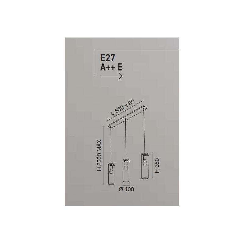 3480-47 SINTESI SOSPENSIONE A BINARIO A TRE LUCI IN VETRO AMBRA O FUME DELLA FABAS LUCE Fabas Luce - Cristalensi Shop Online