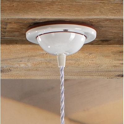 2219.2 SOSPENSIONE SINGOLA RUSTICA D40 CM IN TERRACOTTA BIANCA CON DECORI FLOREALI MADE IN ITALY CRISTALENSI CERAMICA - Cristale