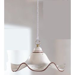 2219.2 SOSPENSIONE SINGOLA RUSTICA D40 CM IN TERRACOTTA BIANCA CON DECORI FLOREALI MADE IN ITALY CRISTALENSI CERAMICA - Cristale