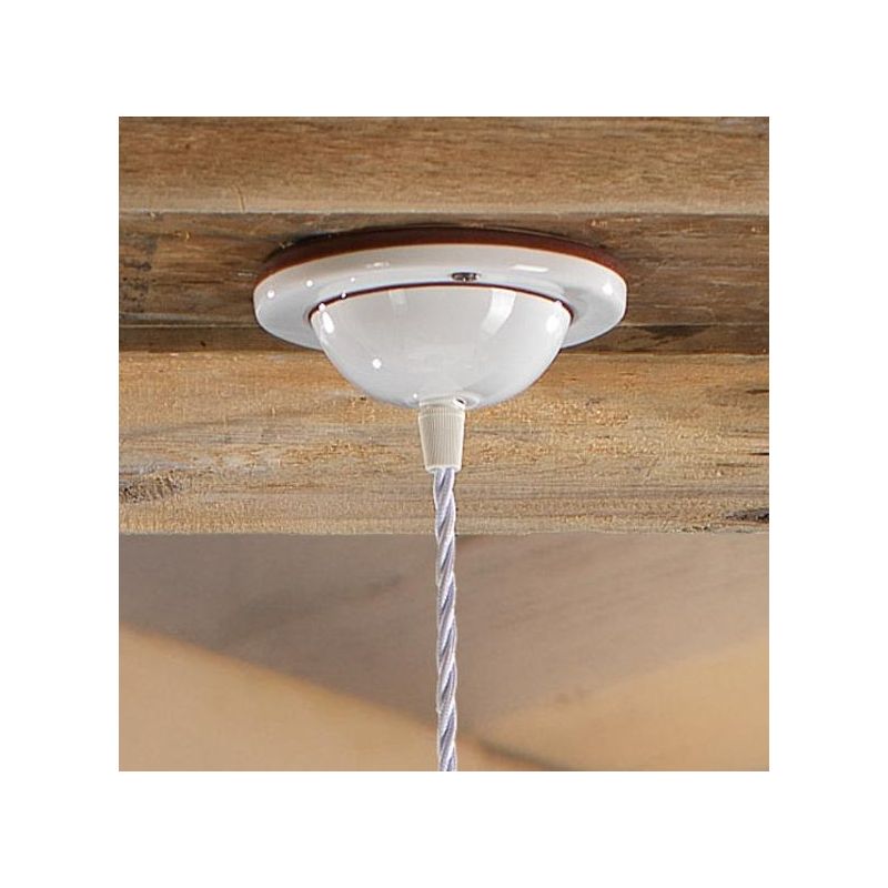 2219.4 SOSPENSIONE SINGOLA RUSTICA D21 CM IN TERRACOTTA BIANCA CON DECORI FLOREALI MADE IN ITALY CRISTALENSI CERAMICA - Cristale