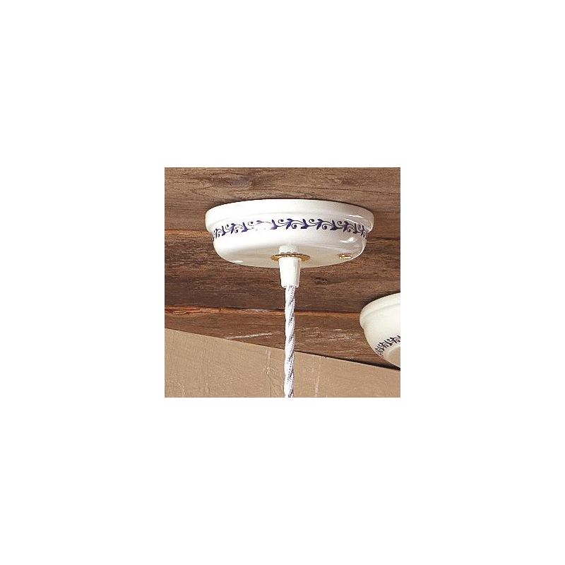 2025.4 PICCOLA SOSPENSIONE RUSTICA D14 CM IN TERRACOTTA BIANCA TRAFORATA CON MOTIVI FLOREALI MADE IN ITALY CRISTALENSI CERAMICA