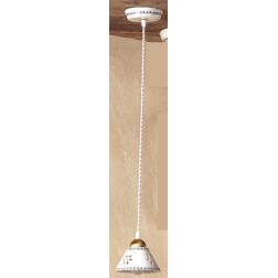 2025.4 PICCOLA SOSPENSIONE RUSTICA D14 CM IN TERRACOTTA BIANCA TRAFORATA CON MOTIVI FLOREALI MADE IN ITALY CRISTALENSI CERAMICA 2