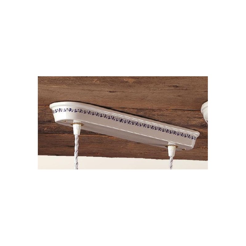 2025.5 SOSPENSIONE RUSTICA 2 LUCI IN TERRACOTTA BIANCA TRAFORATA CON MOTIVI FLOREALI MADE IN ITALY CRISTALENSI CERAMICA - Crista