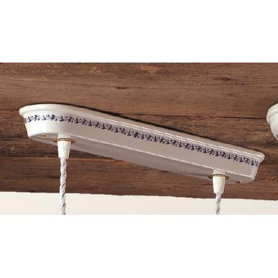 2025.5 SOSPENSIONE RUSTICA 2 LUCI IN TERRACOTTA BIANCA TRAFORATA CON MOTIVI FLOREALI MADE IN ITALY CRISTALENSI CERAMICA - Crista