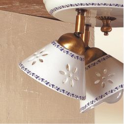 2025.3 PLAFONIERA ROTONDA RUSTICA 3 LUCI IN TERRACOTTA BIANCA TRAFORATA CON MOTIVI FLOREALI MADE IN ITALY CRISTALENSI CERAMICA - 2