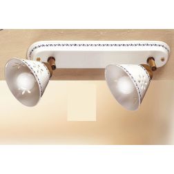 2025.2 PLAFONIERA APPLIQUE RUSTICA 2 LUCI IN TERRACOTTA BIANCA TRAFORATA CON MOTIVI FLOREALI MADE IN ITALY CRISTALENSI CERAMICA 2