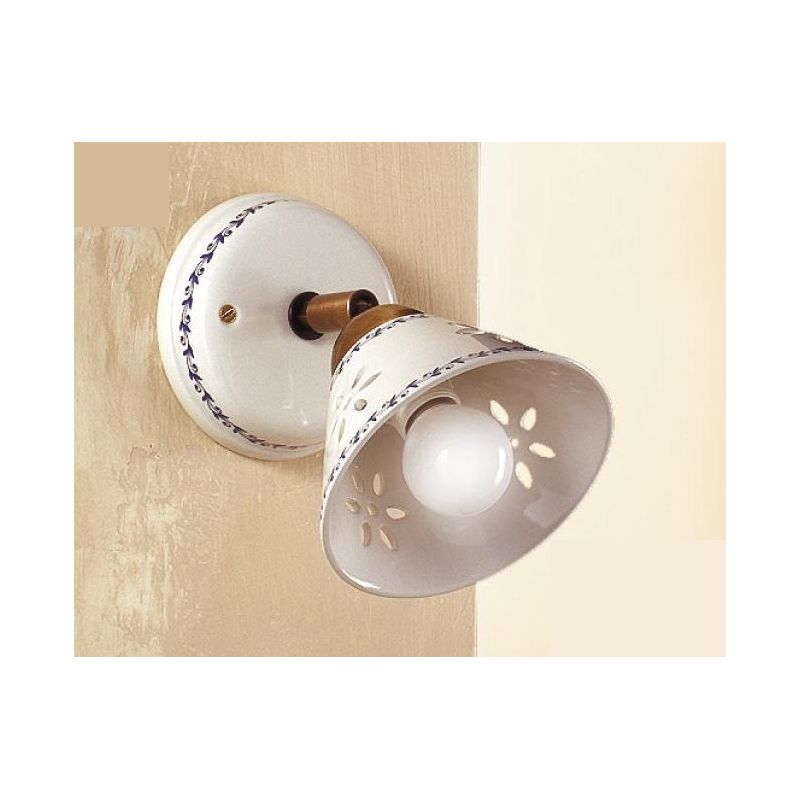 2025.1 APPLIQUE SPOT RUSTICA IN TERRACOTTA BIANCA TRAFORATA CON MOTIVI FLOREALI MADE IN ITALY CRISTALENSI CERAMICA - Cristalensi