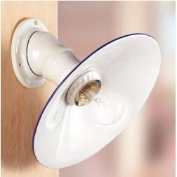 2021.1 APPLIQUE D28 CM CLASSICA IN TERRACOTTA BIANCA LUCIDA CON BORDO COLORATO MADE IN ITALY CRISTALENSI CERAMICA - Cristalensi