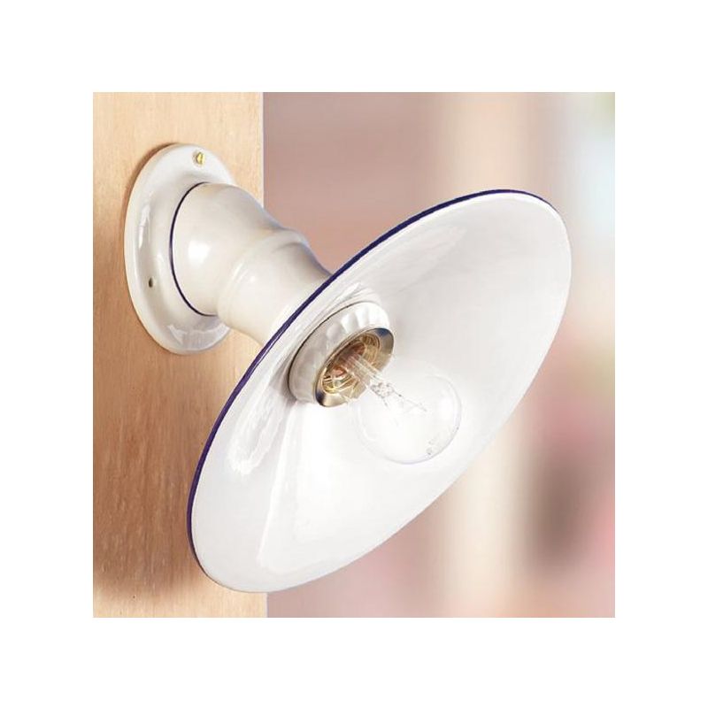 2021.1 APPLIQUE D28 CM CLASSICA IN TERRACOTTA BIANCA LUCIDA CON BORDO COLORATO MADE IN ITALY CRISTALENSI CERAMICA - Cristalensi