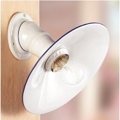 2021.1 APPLIQUE D28 CM CLASSICA IN TERRACOTTA BIANCA LUCIDA CON BORDO COLORATO MADE IN ITALY CRISTALENSI CERAMICA - Cristalensi