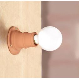 2022.3 MINI SPOT DA PARETE O SOFFITTO D10 CM IN TERRACOTTA NATURALE LAMPADINA A VISTA MADE IN ITALY CRISTALENSI CERAMICA - Crist 2