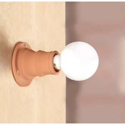 2022.3 MINI SPOT DA PARETE O SOFFITTO D10 CM IN TERRACOTTA NATURALE LAMPADINA A VISTA MADE IN ITALY CRISTALENSI CERAMICA - Crist