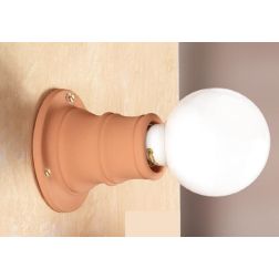 2022.3 MINI SPOT DA PARETE O SOFFITTO D10 CM IN TERRACOTTA NATURALE LAMPADINA A VISTA MADE IN ITALY CRISTALENSI CERAMICA - Crist