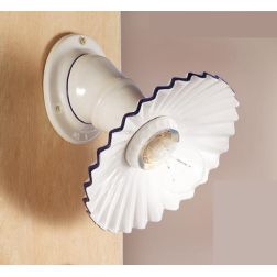 2023.4 APPLIQUE RUSTICA D21 CM IN TERRACOTTA BIANCA LUCIDA PIATTO PLISSE CON DECORO MADE IN ITALY CRISTALENSI CERAMICA - Cristal