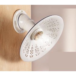 2023.3 APPLIQUE RUSTICA D28 CM IN TERRACOTTA BIANCA LUCIDA TRAFORATA CON BORDO DECORATO MADE IN ITALY CRISTALENSI CERAMICA - Cri