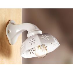 2024.1 LAMPADA DA PARETE STILE RUSTICO D20 CM IN TERRACOTTA BIANCA LUCIDA TRAFORATA MADE IN ITALY CRISTALENSI CERAMICA - Cristal 2