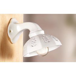 2024.2 LAMPADA DA PARETE STILE RUSTICO D20 CM IN TERRACOTTA BIANCA LUCIDA TRAFORATA MADE IN ITALY CRISTALENSI CERAMICA - Cristal 2