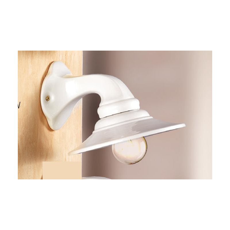 2024.4 LAMPADA DA PARETE STILE RUSTICO D21 CM IN TERRACOTTA BIANCA LUCIDA MADE IN ITALY CRISTALENSI CERAMICA - Cristalensi Shop
