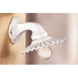 2024.3 LAMPADA DA PARETE STILE RUSTICO D21 CM IN TERRACOTTA BIANCA LUCIDA CON PIATTO PLISSE MADE IN ITALY CRISTALENSI CERAMICA -