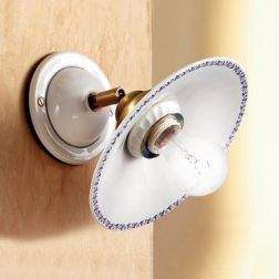 2047.3 APPLIQUE SPOT RUSTICA IN TERRACOTTA BIANCA LUCIDA CON PIATTO DIAMETRO CM 21 MADE IN ITALY CRISTALENSI CERAMICA - Cristale 2