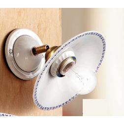 2047.3 APPLIQUE SPOT RUSTICA IN TERRACOTTA BIANCA LUCIDA CON PIATTO DIAMETRO CM 21 MADE IN ITALY CRISTALENSI CERAMICA - Cristale