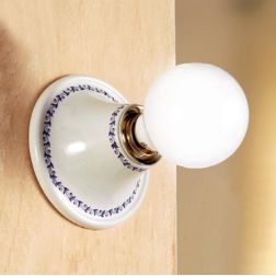 2047.2 APPLIQUE SPOT D15 CM IN TERRACOTTA BIANCA LUCIDA CON DECORO STILE RUSTICO MADE IN ITALY CRISTALENSI CERAMICA - Cristalens 2