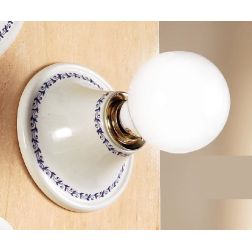 2047.2 APPLIQUE SPOT D15 CM IN TERRACOTTA BIANCA LUCIDA CON DECORO STILE RUSTICO MADE IN ITALY CRISTALENSI CERAMICA - Cristalens