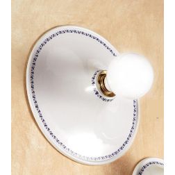 2047.1 APPLIQUE RUSTICA D30 CM IN TERRACOTTA BIANCA LUCIDA CON DECORO FLOREALE MADE IN ITALY CRISTALENSI CERAMICA - Cristalensi 2