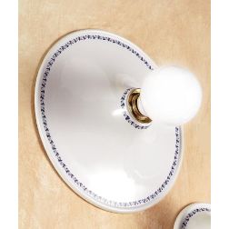 2047.1 APPLIQUE RUSTICA D30 CM IN TERRACOTTA BIANCA LUCIDA CON DECORO FLOREALE MADE IN ITALY CRISTALENSI CERAMICA - Cristalensi