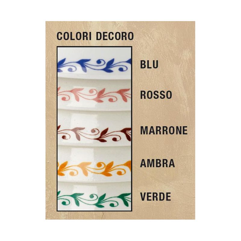 2047.1 APPLIQUE RUSTICA D30 CM IN TERRACOTTA BIANCA LUCIDA CON DECORO FLOREALE MADE IN ITALY CRISTALENSI CERAMICA - Cristalensi