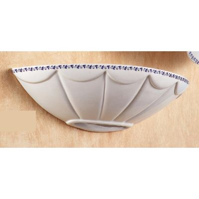 2047.4 APPLIQUE A VASCHETTA D37 CM IN TERRACOTTA BIANCA LUCIDA CON DECORO FLOREALE MADE IN ITALY CRISTALENSI CERAMICA - Cristale