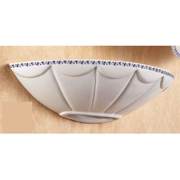 2047.4 APPLIQUE A VASCHETTA D37 CM IN TERRACOTTA BIANCA LUCIDA CON DECORO FLOREALE MADE IN ITALY CRISTALENSI CERAMICA - Cristale