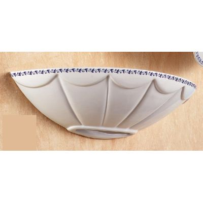 2047.4 APPLIQUE A VASCHETTA D37 CM IN TERRACOTTA BIANCA LUCIDA CON DECORO FLOREALE MADE IN ITALY CRISTALENSI CERAMICA - Cristale