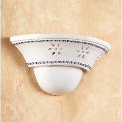 2047.5 APPLIQUE A BALCONCINO D30 CM IN TERRACOTTA BIANCA LUCIDA CON DECORO FLOREALE MADE IN ITALY CRISTALENSI CERAMICA - Cristal 2