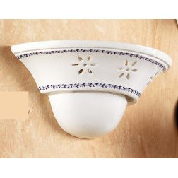 2047.5 APPLIQUE A BALCONCINO D30 CM IN TERRACOTTA BIANCA LUCIDA CON DECORO FLOREALE MADE IN ITALY CRISTALENSI CERAMICA - Cristal