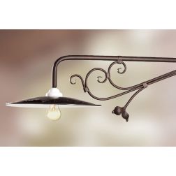 2051.1 LAMPADA DA PARETE CM 100 IN FERRO COLORE RUGGINE CON PIATTO INTERNO BIANCO MADE IN ITALY CRISTALENSI CERAMICA - Cristalen 2