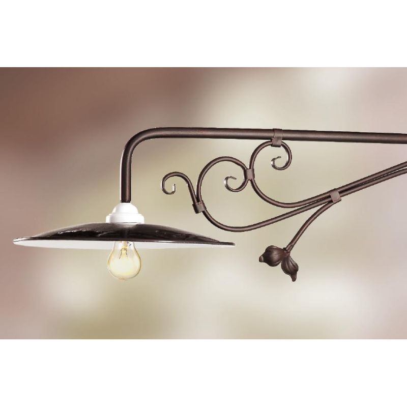 2051.1 LAMPADA DA PARETE CM 100 IN FERRO COLORE RUGGINE CON PIATTO INTERNO BIANCO MADE IN ITALY CRISTALENSI CERAMICA - Cristalen