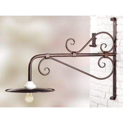 2052.1 LAMPADA DA PARETE CM 70 IN FERRO COLORE RUGGINE CON PIATTO INTERNO BIANCO MADE IN ITALY CRISTALENSI CERAMICA - Cristalens