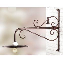 2052.1 LAMPADA DA PARETE CM 70 IN FERRO COLORE RUGGINE CON PIATTO INTERNO BIANCO MADE IN ITALY CRISTALENSI CERAMICA - Cristalens