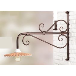 2056.1 LAMPADA DA PARETE CM 70 IN FERRO COLORE RUGGINE CON PIATTO IN TERRACOTTA PLISSE MADE IN ITALY CRISTALENSI CERAMICA - Cris 2