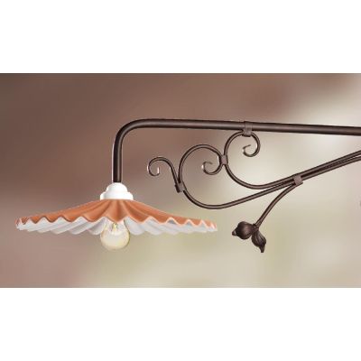 2055.1 LAMPADA DA PARETE CM 100 IN FERRO COLORE RUGGINE CON PIATTO IN TERRACOTTA PLISSE MADE IN ITALY CRISTALENSI CERAMICA - Cri