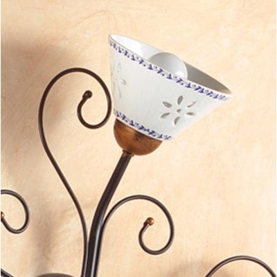 2028 A3 PLAFONIERA 3 LUCI IN FERRO RUGGINE E DIFFUSORI IN TERRACOTTA BIANCA DECORATA D60 CM MADE IN ITALY CRISTALENSI CERAMICA -