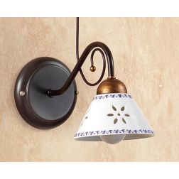 2028.A APPLIQUE IN FERRO COLOR RUGGINE CON DIFFUSORE IN TERRACOTTA BIANCA DECORATA MADE IN ITALY CRISTALENSI CERAMICA - Cristale 2