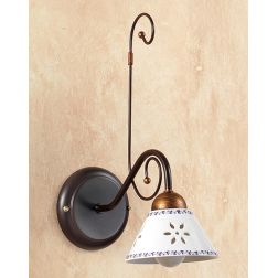 2028.A APPLIQUE IN FERRO COLOR RUGGINE CON DIFFUSORE IN TERRACOTTA BIANCA DECORATA MADE IN ITALY CRISTALENSI CERAMICA - Cristale