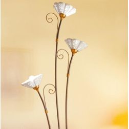 2030.P PIANTANA ALTEZZA CM 180 IN FERRO RUGGINE CON DIFFUSORI IN TERRACOTTA BIANCA TRAFORATA MADE IN ITALY CRISTALENSI CERAMICA 2