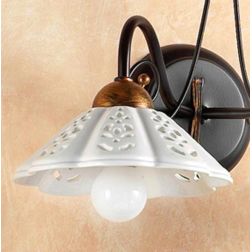 2030.L2 LAMPADA DA TAVOLO A 2 LUCI IN FERRO RUGGINE CON DIFFUSORI IN TERRACOTTA BIANCA TRAFORATA MADE IN ITALY CRISTALENSI CERAM 2