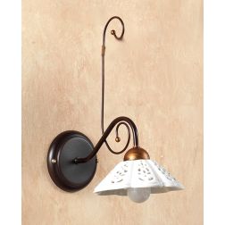 2030.A APPLIQUE IN FERRO RUGGINE CON DIFFUSORE IN TERRACOTTA BIANCA TRAFORATA MADE IN ITALY CRISTALENSI CERAMICA - Cristalensi S